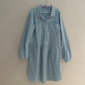 Vineyard Vines Girls Aqua Gingham Long-Sleeve Dress size 14